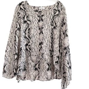 Parker Rita 100% Silk Top Snakeskin Tiered Blouse Small